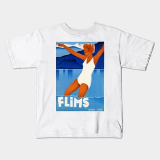 Vintage Travel Poster Switzerland Flims Kids T-Shirt